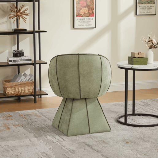 Cadeirão giratório individual em chenille - ergonómico, encosto alto, ideal para quarto e sala - verde-azeitona
