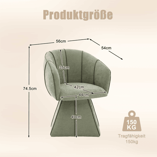 Cadeirão giratório individual em chenille - ergonómico, encosto alto, ideal para quarto e sala - verde-azeitona