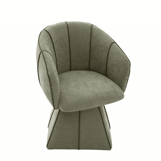 Cadeirão giratório individual em chenille - ergonómico, encosto alto, ideal para quarto e sala - verde-azeitona