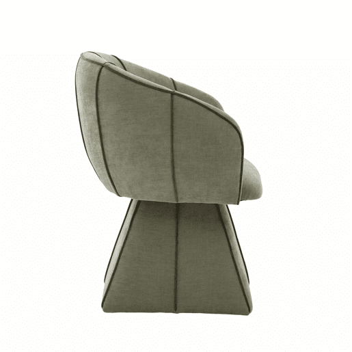 Cadeirão giratório individual em chenille - ergonómico, encosto alto, ideal para quarto e sala - verde-azeitona