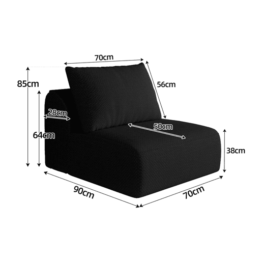 Sofá relax 70 x 90 x 85 cm - 1 lugar, estofado e confortável - Preto Sofá relax 70 x 90 x 85 cm - 1 lugar, estofado e confortável - Preto