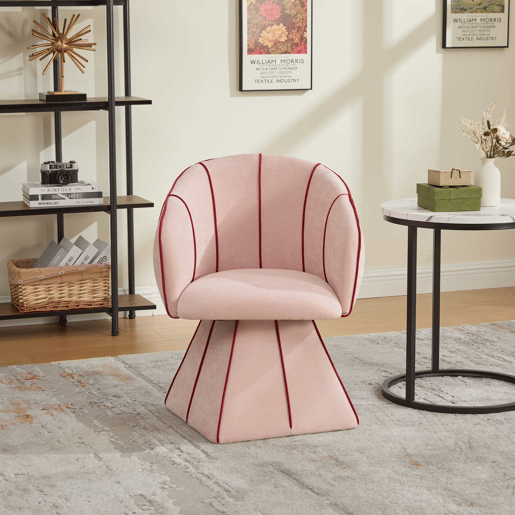 Cadeira giratória em chenille - ergonómica, encosto alto, para adultos e adolescentes, ideal para quarto e sala - rosa Cadeira giratória em chenille - ergonómica, encosto alto, para adultos e adolescentes, ideal para quarto e sala - rosa