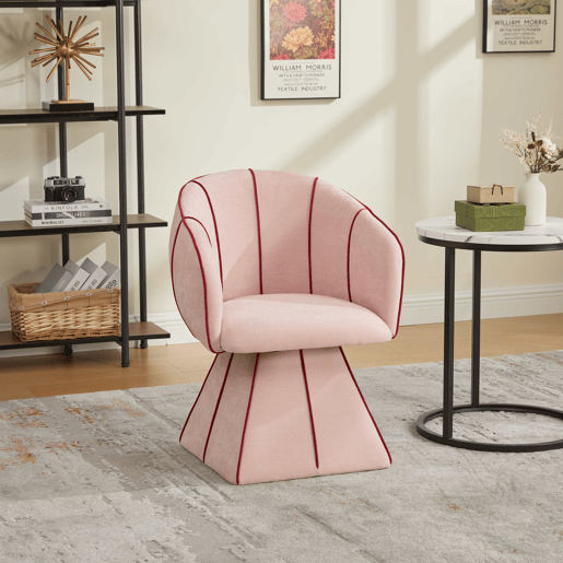 Cadeira giratória em chenille - ergonómica, encosto alto, para adultos e adolescentes, ideal para quarto e sala - rosa Cadeira giratória em chenille - ergonómica, encosto alto, para adultos e adolescentes, ideal para quarto e sala - rosa