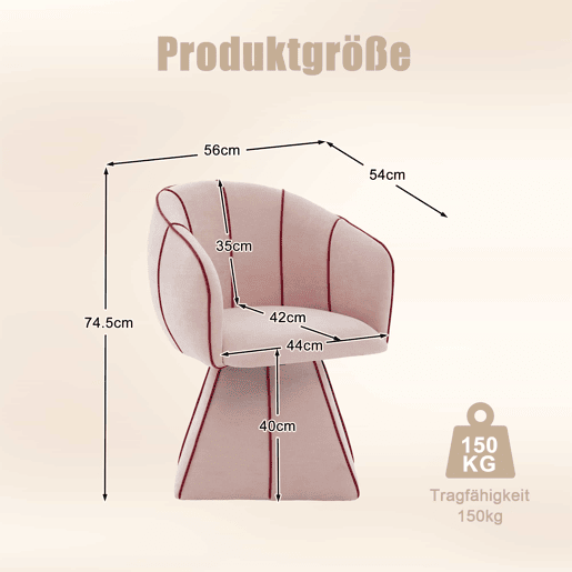 Cadeira giratória em chenille - ergonómica, encosto alto, para adultos e adolescentes, ideal para quarto e sala - rosa Cadeira giratória em chenille - ergonómica, encosto alto, para adultos e adolescentes, ideal para quarto e sala - rosa