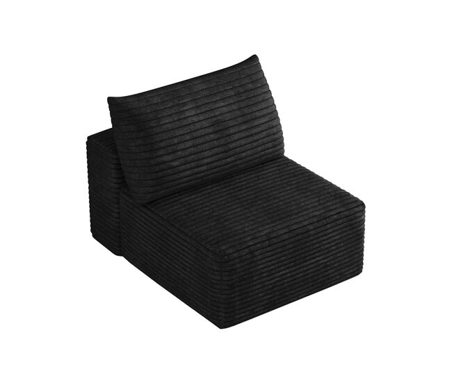 Sofá relax 70x95 cm - 1 plaza modular de pana suave - negro