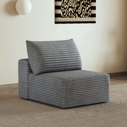 Sofá relax 70 x 95 x 83 cm - 1 lugar, estofado em veludo - Cinzento Sofá relax 70 x 95 x 83 cm - 1 lugar, estofado em veludo - Cinzento