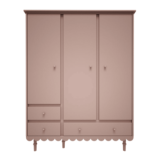 Roupeiro 3 portas 3 gavetas Wood Luck Babushka Rosa Roupeiro 3 portas 3 gavetas Wood Luck Babushka Rosa