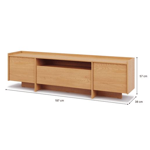 Móvel de TV 3 portas 200 cm Japandi Madeira
