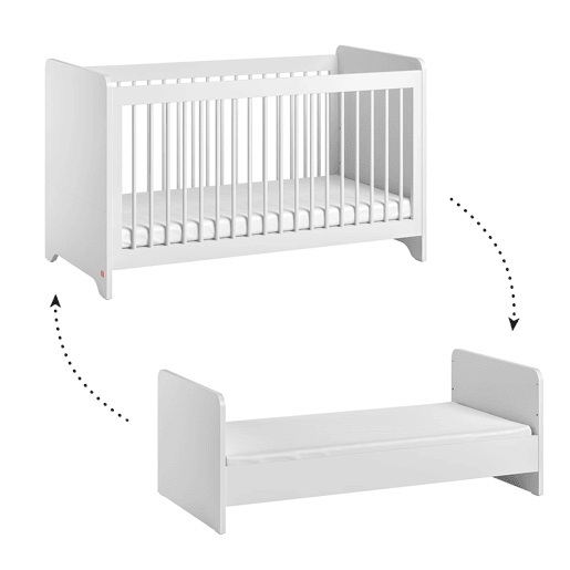 Berço evolutivo 70x140 e roupeiro de 2 portas Vox Ova Branco