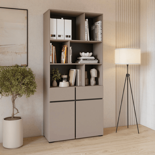 Estante com 2 portas e 1 gaveta Lilia Taupe