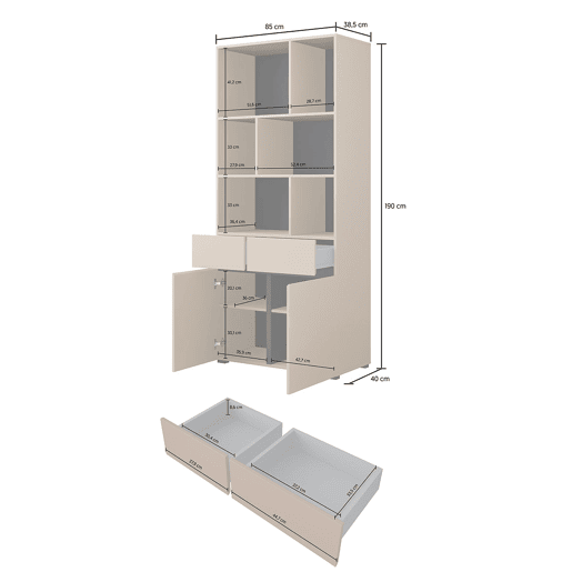 Estante com 2 portas e 1 gaveta Lilia Taupe