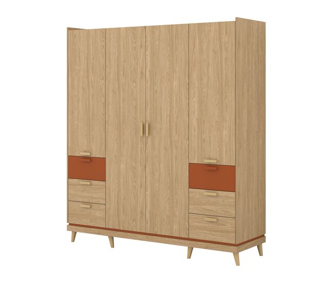 Armario 4 puertas 6 cajones sandy madera