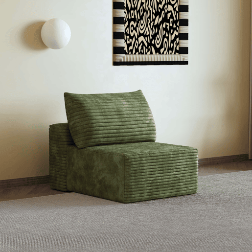 Sofá relax individual 95 x 70 cm - modular em tecido tipo veludo suave - Verde Sofá relax individual 95 x 70 cm - modular em tecido tipo veludo suave - Verde