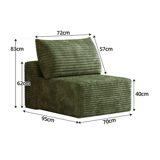 Sofá relax individual 95 x 70 cm - modular em tecido tipo veludo suave - Verde Sofá relax individual 95 x 70 cm - modular em tecido tipo veludo suave - Verde