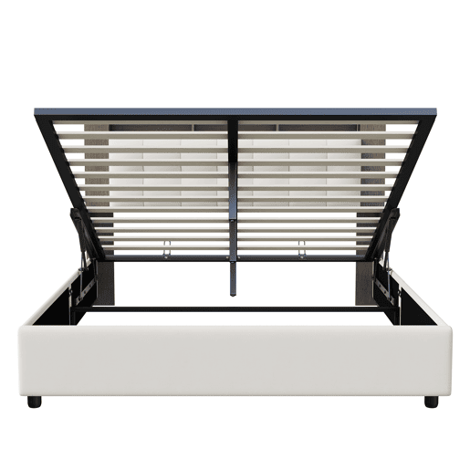 Cama Estofada 140x200 cm Bege em Veludo com Arrumação Hidráulica, Carregamento Sem Fios, LED e Cabeceira com Prateleiras Cama Estofada 140x200 cm Bege em Veludo com Arrumação Hidráulica, Carregamento Sem Fios, LED e Cabeceira com Prateleiras