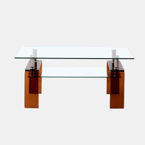 Mesa de centro de vidro 100 x 55 x 45 cm - vidro temperado com pés de vidro castanho - transparente