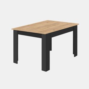 Mesa de jantar 80 × 120 cm, com painel para móveis com revestimento de PVC, acabamento carvalho artesanalpreto.