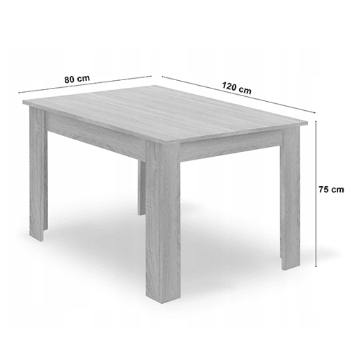 Mesa de jantar 80 × 120 cm, com painel para móveis com revestimento de PVC, acabamento carvalho artesanalpreto. Mesa de jantar 80 × 120 cm, com painel para móveis com revestimento de PVC, acabamento carvalho artesanalpreto.