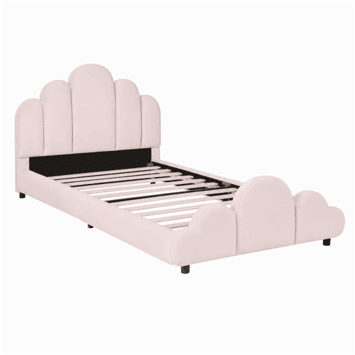 Cama individual 90x200 cm - estofada, com cabeceira acolchoada e cantos arredondados - rosa Cama individual 90x200 cm - estofada, com cabeceira acolchoada e cantos arredondados - rosa