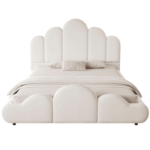 Cama infantil estofada 140x200 cm - cabeceira acolchoada, cantos arredondados, veludo - bege