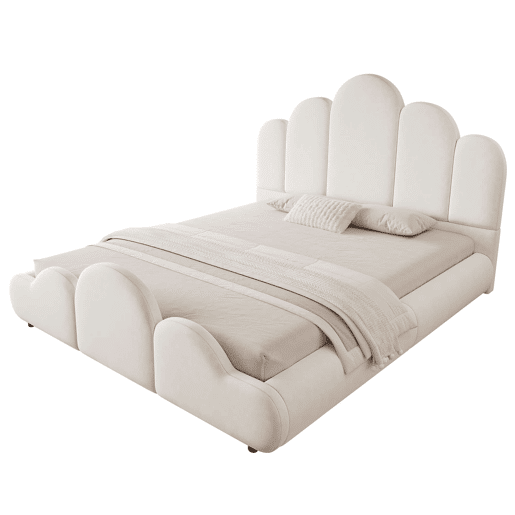 Cama infantil estofada 140x200 cm - cabeceira acolchoada, cantos arredondados, veludo - bege