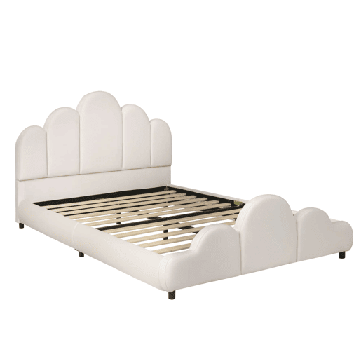 Cama infantil estofada 140x200 cm - cabeceira acolchoada, cantos arredondados, veludo - bege