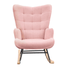 Poltrona de baloiço em tecido teddy rosa, design moderno e acolhedor para sala de estar ou quarto