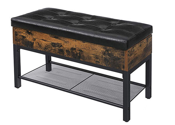 Armario zapato con asiento, marrón/negro