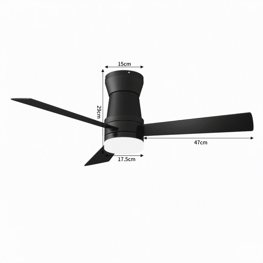 Ventilador teto preto 42 polegadas luz, 3 pás motor DC silencioso montagem baixa Ventilador teto preto 42 polegadas luz, 3 pás motor DC silencioso montagem baixa