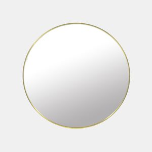 Espelho de parede em moldura metálica dourada. Complemento perfeito para a casa de banho, corredor, provador, sala de estar e outras divisões. O kit também vem com um conjunto de parafusos com cavilhas.