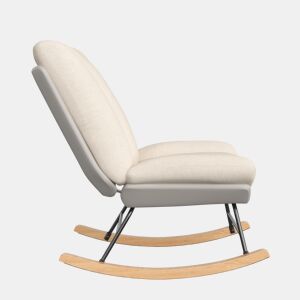Poltrona de baloiço bicolor bege e cinzenta, com encosto ajustável em 5 posições, tecido técnico e linho, fixação em velcro e design ergonómico