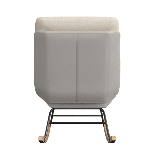 Poltrona de baloiço bicolor bege e cinzenta, com encosto ajustável em 5 posições, tecido técnico e linho, fixação em velcro e design ergonómico