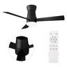 Ventilador teto preto 52 polegadas luz, 3 pás motor DC silencioso montagem baixa