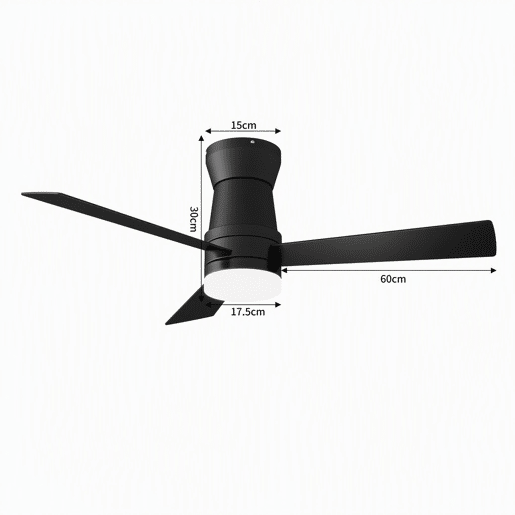 Ventilador teto preto 52 polegadas luz, 3 pás motor DC silencioso montagem baixa Ventilador teto preto 52 polegadas luz, 3 pás motor DC silencioso montagem baixa