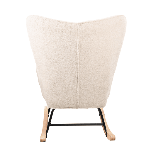 Poltrona de baloiço em tecido teddy branco-creme, design moderno e acolhedor para sala de estar ou quarto Poltrona de baloiço em tecido teddy branco-creme, design moderno e acolhedor para sala de estar ou quarto