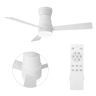 Ventilador teto branco 42 polegadas luz, 3 pás motor DC silencioso montagem baixa