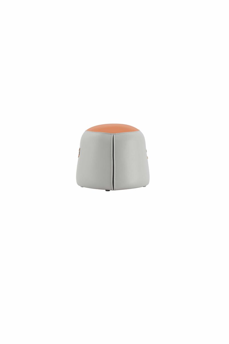 Taburete 34,5 cm - ottoman multifuncional con asa de cuero pu, asiento acolchado, reposapiés para salón y dormitorio - gris