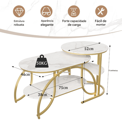Mesa de centro, mesa para sala de estar, 80 × 46 × 51 cm Mesa de centro, mesa para sala de estar, 80 × 46 × 51 cm