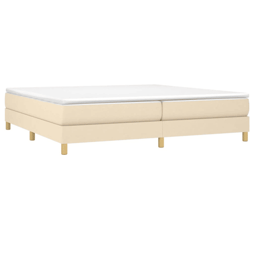 Estrutura de Cama de casal moderno com molas 200x200 cm tecido cor creme Estrutura de Cama de casal moderno com molas 200x200 cm tecido cor creme