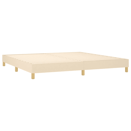 Estrutura de Cama de casal moderno com molas 200x200 cm tecido cor creme Estrutura de Cama de casal moderno com molas 200x200 cm tecido cor creme