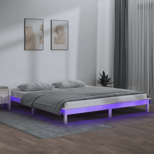 Estrutura de Cama de casal simple c LED pequena casal 120x190 cm pinho branco