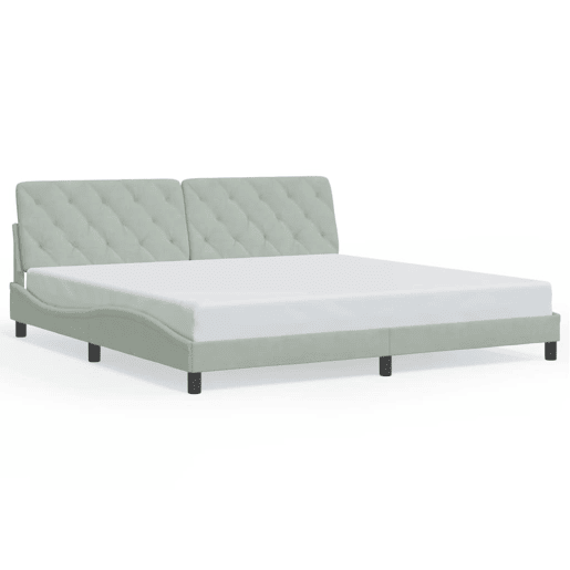 Estrutura de Cama de casal moderno com LED sem colchão 200x200 cm veludo cinzento-claro Estrutura de Cama de casal moderno com LED sem colchão 200x200 cm veludo cinzento-claro