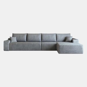 Sofá modular de canto de 340 cm - chaise longue em L, assento profundo, sofá compacto - cinzento