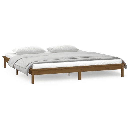 Estrutura de Cama de casal simple casal pequena +LEDs 120x190 cm madeira castanho Estrutura de Cama de casal simple casal pequena +LEDs 120x190 cm madeira castanho