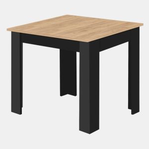 Mesa de jantar 80 × 80 cm, com painel para móveis com revestimento de PVC, acabamento carvalho artesanalpreto.