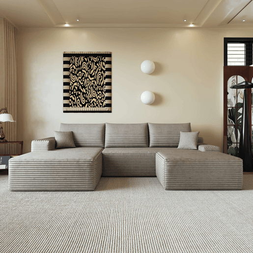 Sofá modular de canto de 270 cm, 3 lugares u2013 chaise longue em L, assento profundo u2013 camel Sofá modular de canto de 270 cm, 3 lugares u2013 chaise longue em L, assento profundo u2013 camel