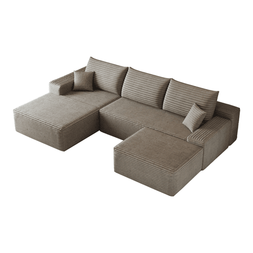 Sofá modular de canto de 270 cm, 3 lugares u2013 chaise longue em L, assento profundo u2013 camel Sofá modular de canto de 270 cm, 3 lugares u2013 chaise longue em L, assento profundo u2013 camel
