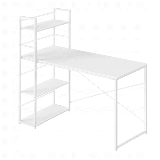 Secretária para computador com prateleira 120 cm, branca, mesa de escritório moderna