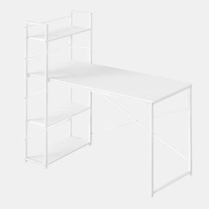 Secretária para computador com prateleira 120 cm, branca, mesa de escritório moderna