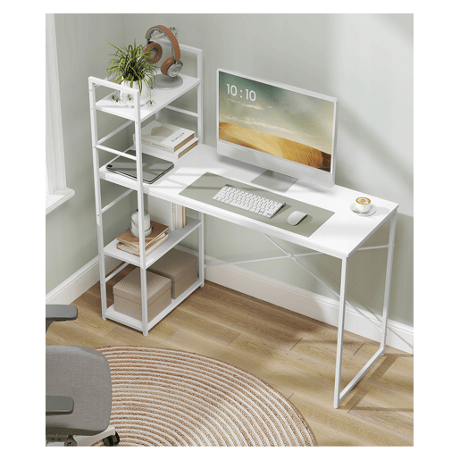 Secretária para computador com prateleira 120 cm, branca, mesa de escritório moderna